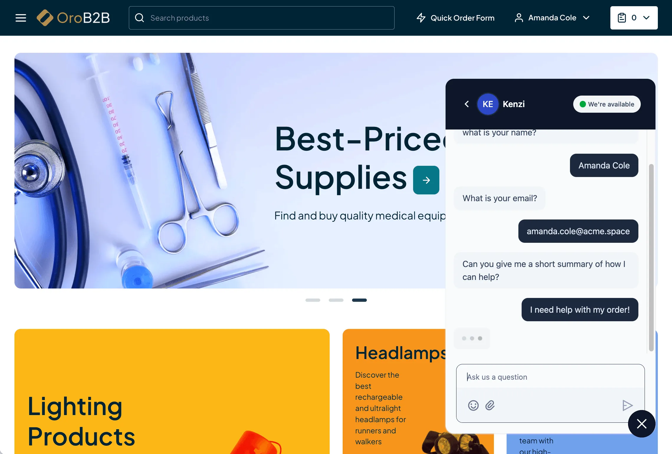 The Kenzi chat widget as it appears to customers on your storefront